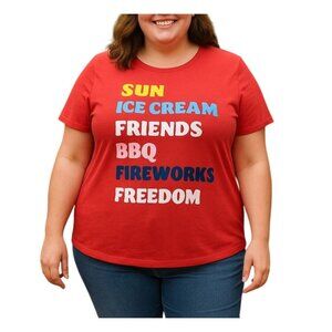 Way To Celebrate Patriotic Red Graphic T-Shirt Top Size XL 16-18